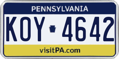 PA license plate KOY4642