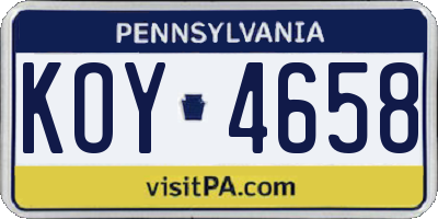 PA license plate KOY4658