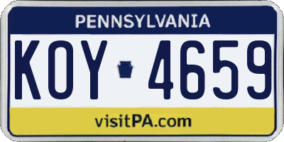 PA license plate KOY4659