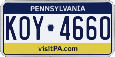 PA license plate KOY4660