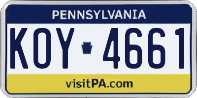 PA license plate KOY4661