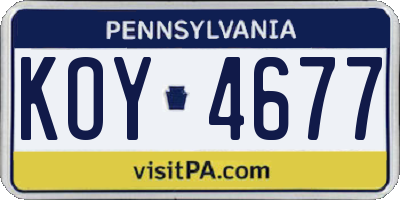 PA license plate KOY4677