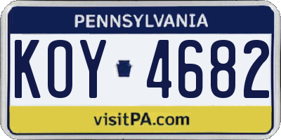 PA license plate KOY4682