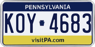 PA license plate KOY4683