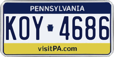 PA license plate KOY4686