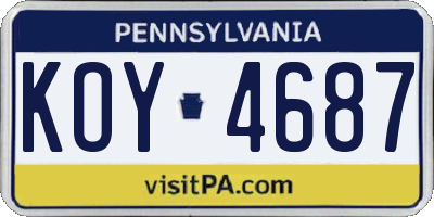 PA license plate KOY4687