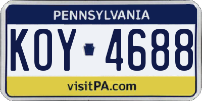 PA license plate KOY4688