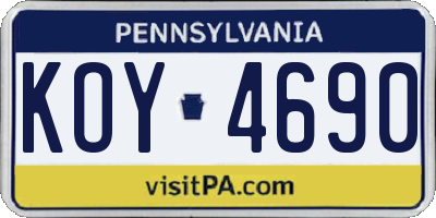 PA license plate KOY4690