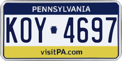 PA license plate KOY4697