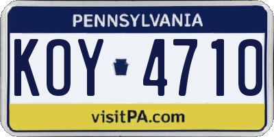 PA license plate KOY4710