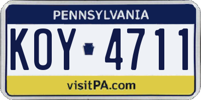PA license plate KOY4711
