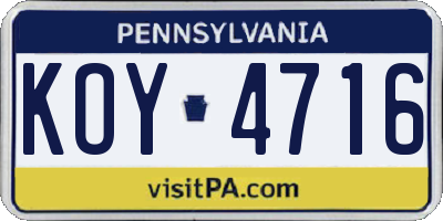 PA license plate KOY4716