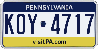 PA license plate KOY4717