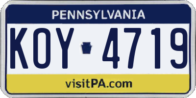PA license plate KOY4719