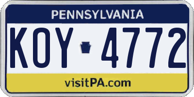 PA license plate KOY4772