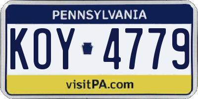 PA license plate KOY4779
