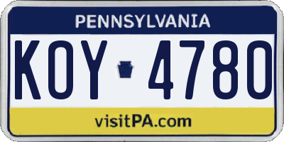 PA license plate KOY4780