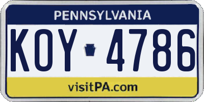 PA license plate KOY4786