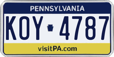 PA license plate KOY4787