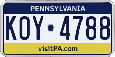 PA license plate KOY4788