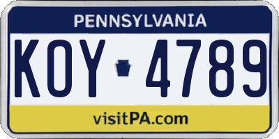 PA license plate KOY4789