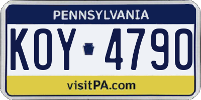 PA license plate KOY4790