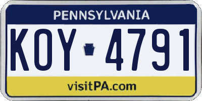 PA license plate KOY4791
