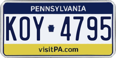 PA license plate KOY4795