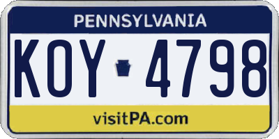 PA license plate KOY4798