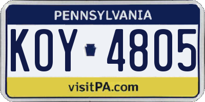 PA license plate KOY4805