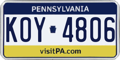PA license plate KOY4806