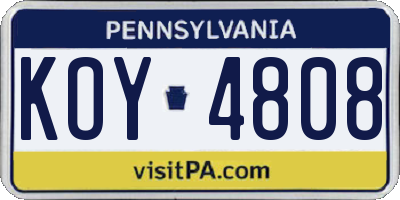 PA license plate KOY4808