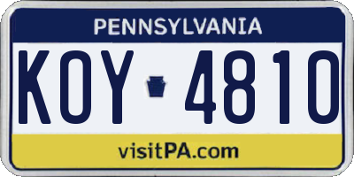 PA license plate KOY4810
