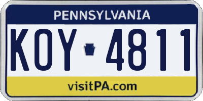 PA license plate KOY4811