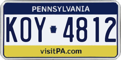 PA license plate KOY4812