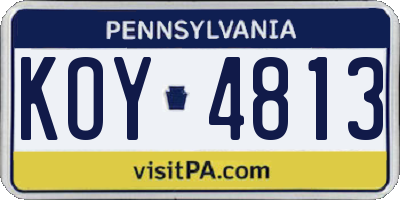 PA license plate KOY4813