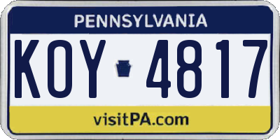 PA license plate KOY4817
