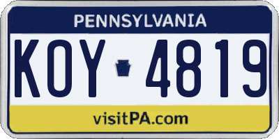 PA license plate KOY4819