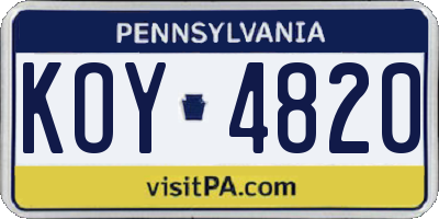 PA license plate KOY4820
