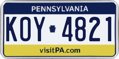 PA license plate KOY4821