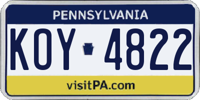 PA license plate KOY4822