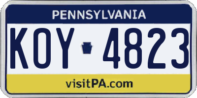 PA license plate KOY4823