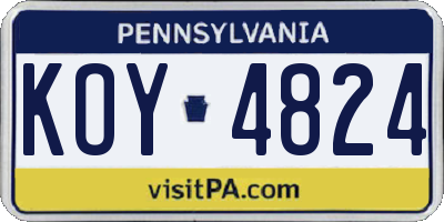 PA license plate KOY4824