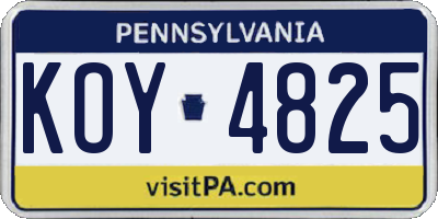 PA license plate KOY4825