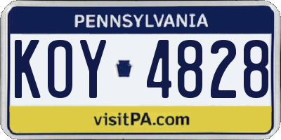 PA license plate KOY4828