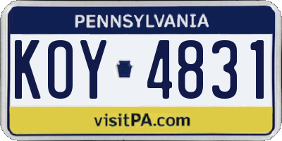 PA license plate KOY4831
