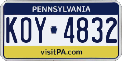 PA license plate KOY4832