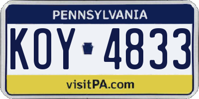 PA license plate KOY4833
