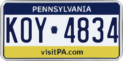 PA license plate KOY4834