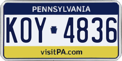 PA license plate KOY4836